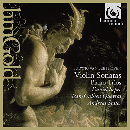 CD cover: Baroque sculpture with text "Beethoven: Violin Sonatas, Piano Trios".