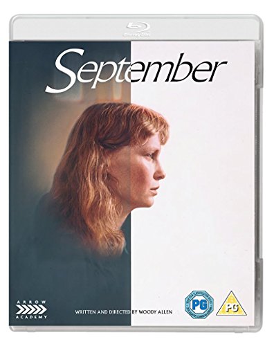 "Blu-ray case for 'September' with a woman's profile on a split-color background."