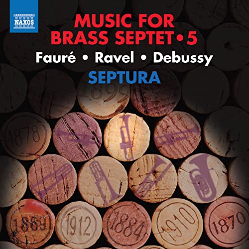 CD cover with wine corks and brass instrument silhouettes.