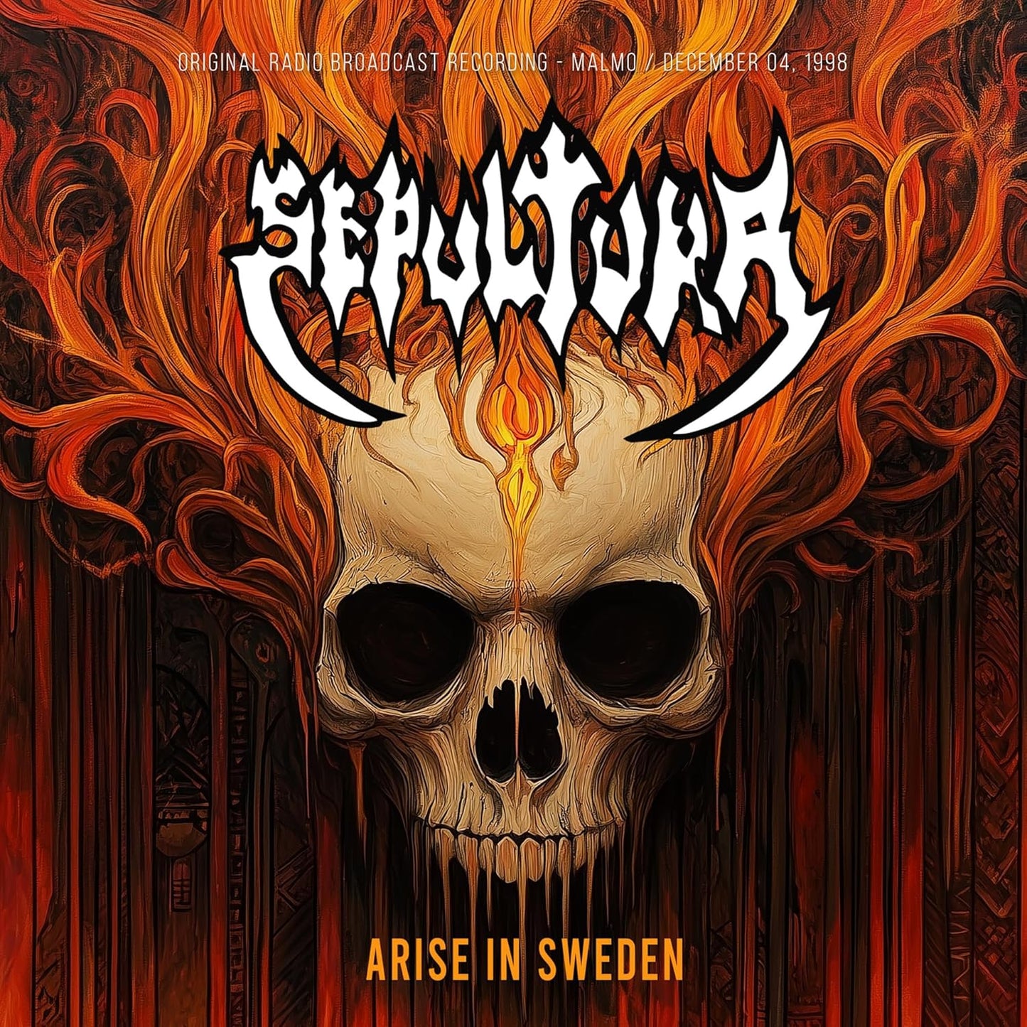 Sepultura album cover: skull engulfed in flames, with band name and title.
