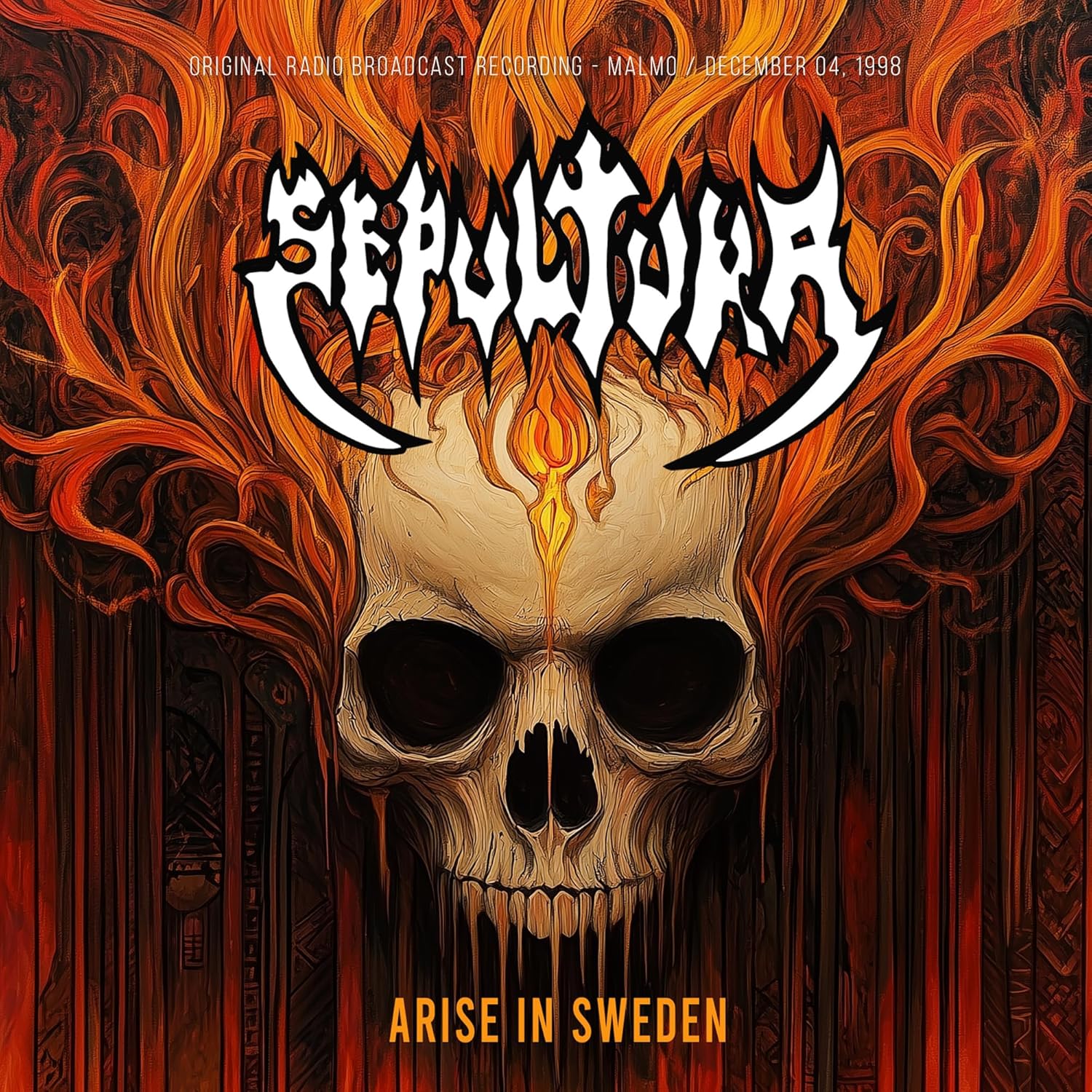 Sepultura album cover: skull engulfed in flames, with band name and title.