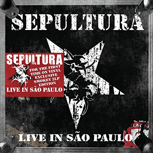 Sepultura Live in São Paulo vinyl album cover with a star logo and red sticker.