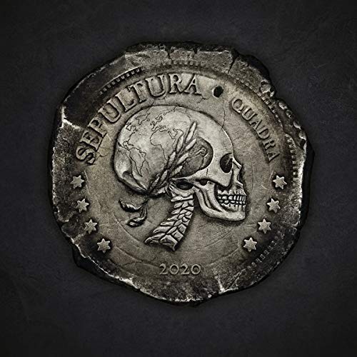 Sepultura’s “Quadra” album cover: a skull and world map on a coin.