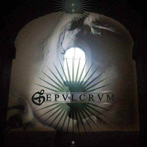 Dark album cover with arched window, starburst, and ghostly face.
