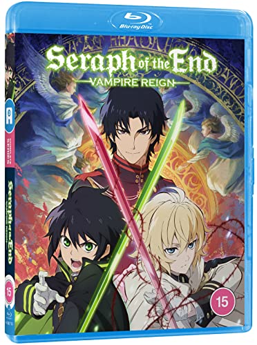 Blu-ray cover for “Seraph of the End” featuring anime characters with swords.