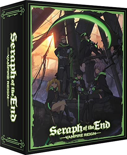 Blu-ray case for “Seraph of the End” anime, featuring characters in uniform.