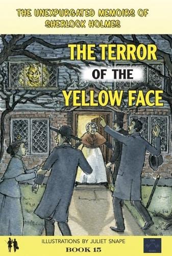 Book cover: Sherlock Holmes investigates a house with a yellow face in window.