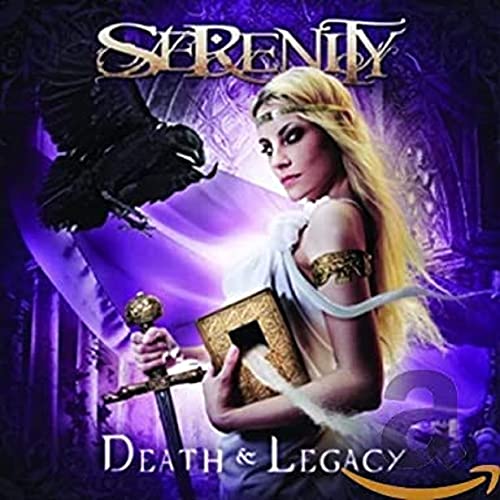 CD cover: woman, raven, book, sword, and ornate gold details in purple tones.