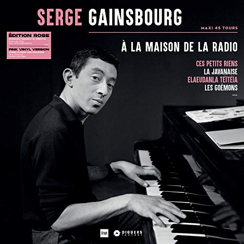Serge Gainsbourg at a piano, album cover for "À la Maison de la Radio.