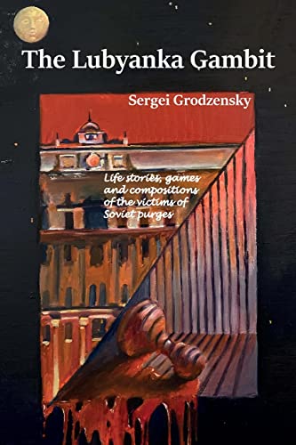 Book cover with a building, chess pieces, and red paint drips.