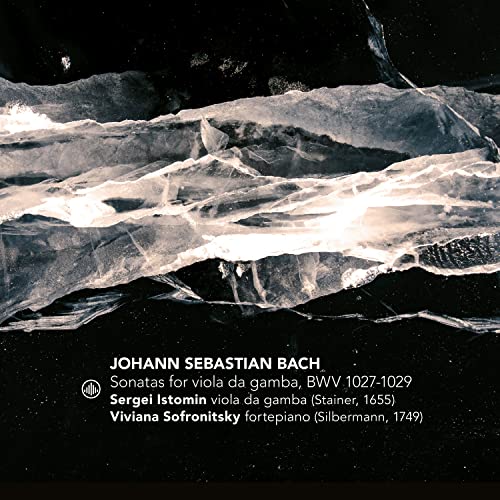 CD cover with abstract icy texture and text: Bach sonatas, Istomin & Sofronitsky.