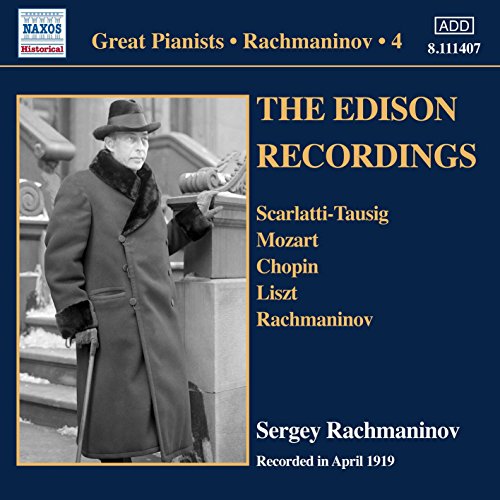 CD cover featuring a portrait of Sergey Rachmaninov in a coat.