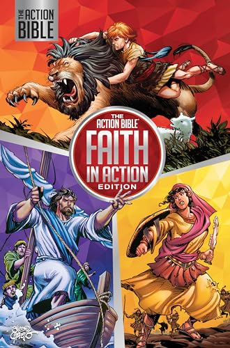 Comic-style book cover depicting biblical scenes with Daniel and a lion.