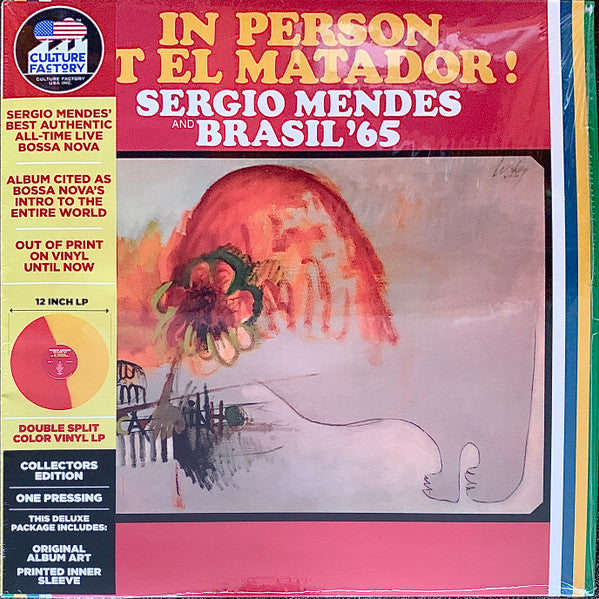 Sergio Mendes album cover, “In Person At El Matador”, red/yellow vinyl.