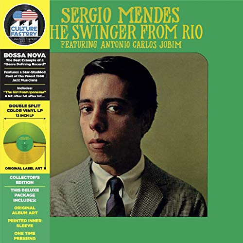 Sergio Mendes album cover, "The Swinger From Rio," featuring a portrait.