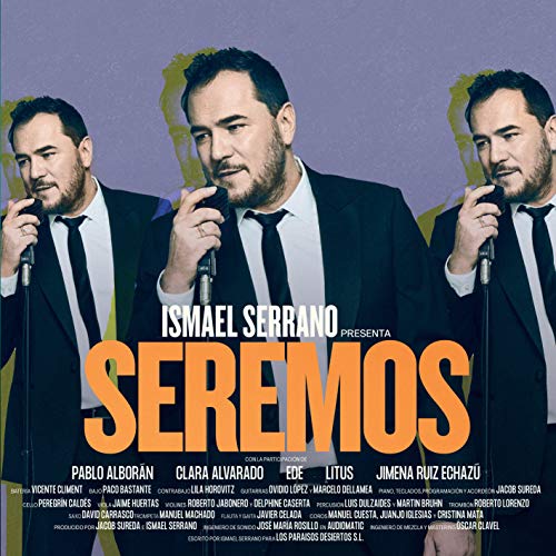 CD cover for Ismael Serrano’s “Seremos” featuring a repeating portrait.
