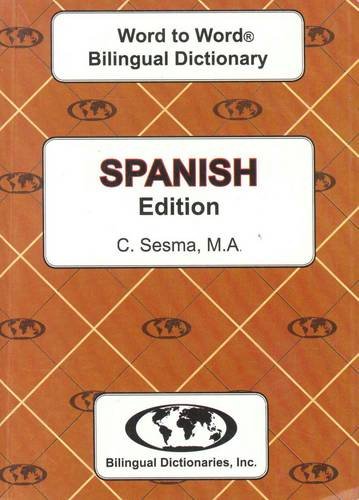 Cover of a bilingual Spanish-English dictionary with a brown patterned background.