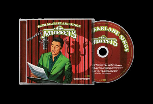 CD case for "Seth MacFarlane Sings The Muppets" with album art and disc.