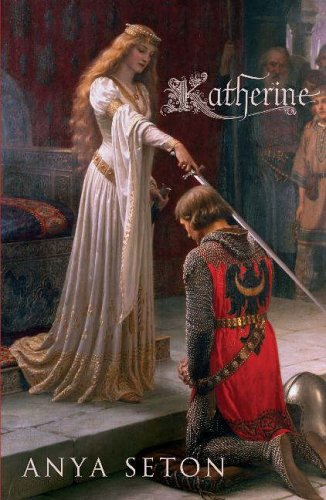 Book cover depicting a kneeling knight and a woman with a sword.