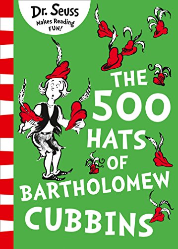 Book cover: boy with many red hats, Dr. Seuss illustration.