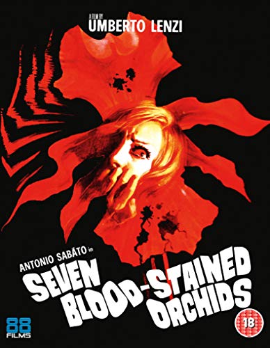 Blu-ray cover art featuring a woman's face framed by large, stylized red orchid petals.