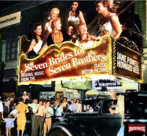 Movie poster for "Seven Brides for Seven Brothers" with cast names.