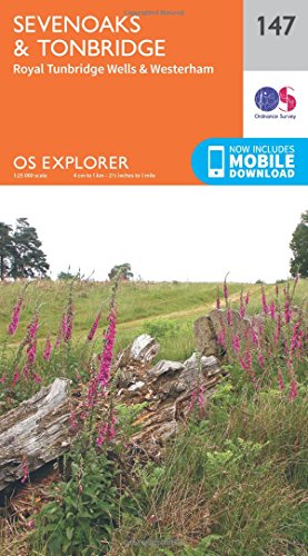 Ordnance Survey Explorer Map 147 covering Sevenoaks, Tonbridge, and Royal Tunbridge Wells.
