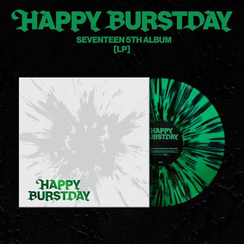 SEVENTEEN album “HAPPY BURSTDAY” vinyl record with green and black swirl.