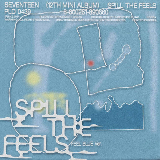 SEVENTEEN album cover: abstract blue design with spilled paint and text.