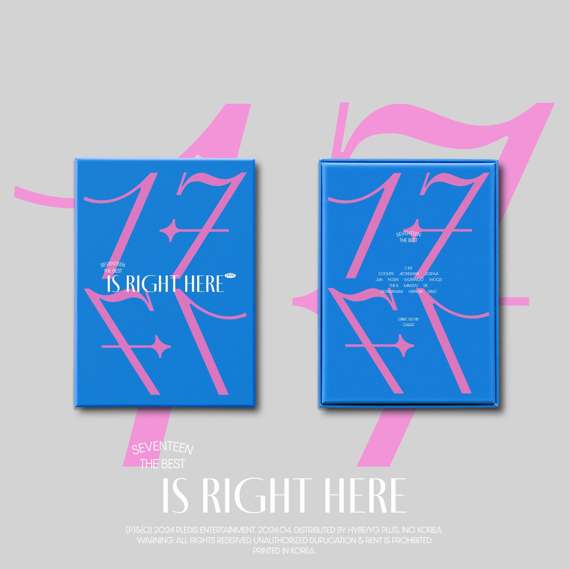 Seventeen’s “17 Is Right Here” best album CD in blue packaging.