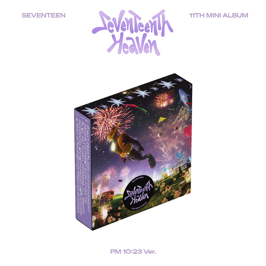 SEVENTEEN album cover: "Seventeenth Heaven" with fireworks and a silhouetted figure.