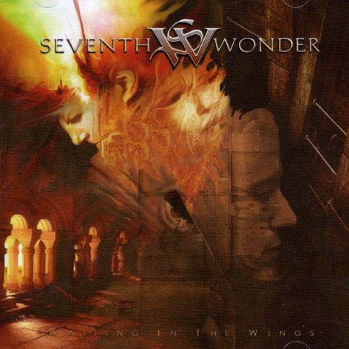 CD cover for Seventh Wonder’s “Waiting In The Wings” with fiery imagery.