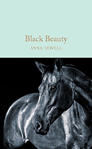 Book cover of Black Beauty by Anna Sewell featuring a black horse against black.