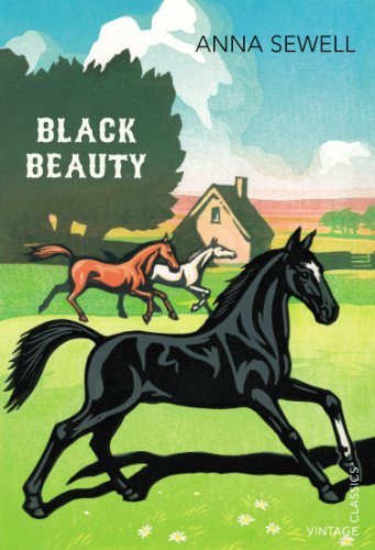 Book cover illustration of a black horse running in a field with two others.
