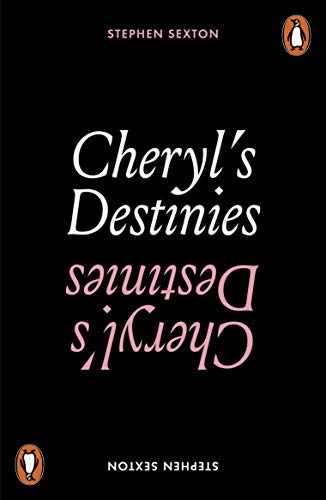 Book cover with black background, title text in white and pink, and penguin logos.