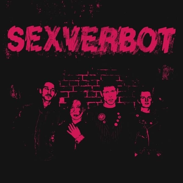 Red and black album cover featuring a band portrait and text.