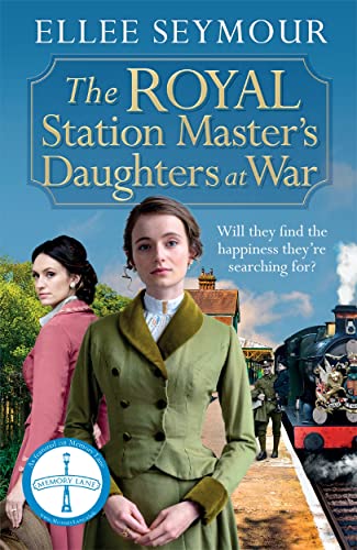 Book cover featuring two women in period clothing with a train station backdrop.