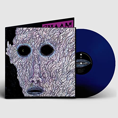 Vinyl record with surreal, textured face artwork and a blue disc.