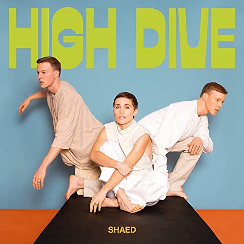 SHAED album cover: three people in neutral clothing on blue and orange.