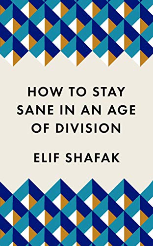 Book cover with geometric blue and gold patterns and text by Elif Shafak.