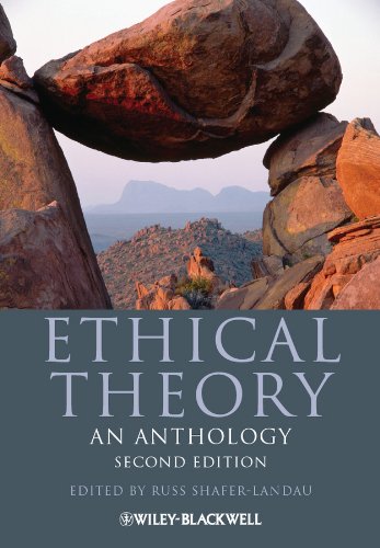 Book cover: "Ethical Theory" anthology with a rocky landscape image.