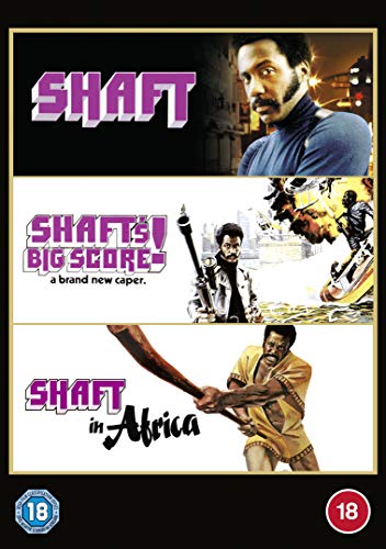DVD cover art showing three Shaft films with Richard Roundtree and an 18 rating.