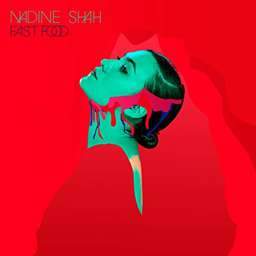 Album cover for Nadine Shah’s “Fast Food” featuring a teal-toned portrait.