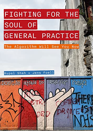 Book cover with red title text over a mural of reaching hands.