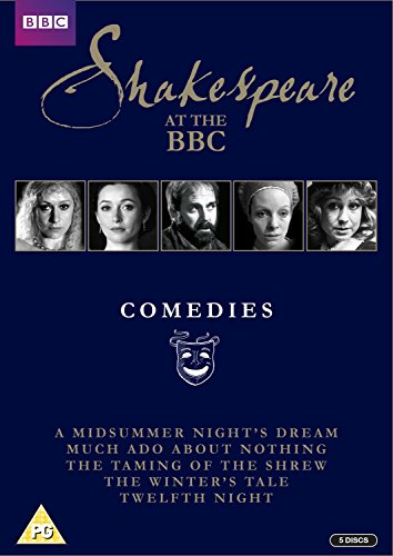 DVD cover for "Shakespeare At The BBC - Comedies" featuring five portraits.
