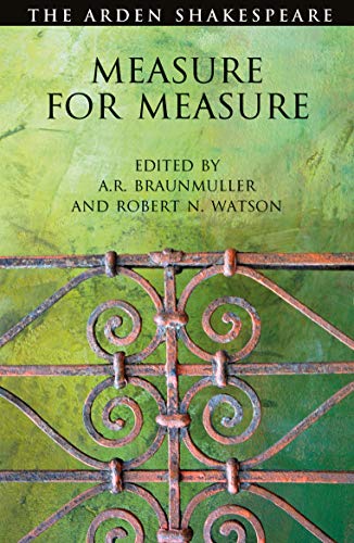 Book cover titled Measure for Measure with an image of rusted iron scrollwork.