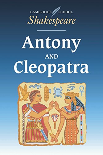 Cover of “Antony and Cleopatra” with Egyptian imagery and white text.