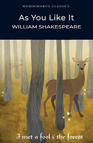 Book cover for As You Like It featuring a deer in a forest.