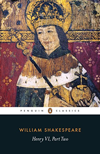 Book cover depicting a crowned figure from a medieval painting, “Henry VI Part Two.”