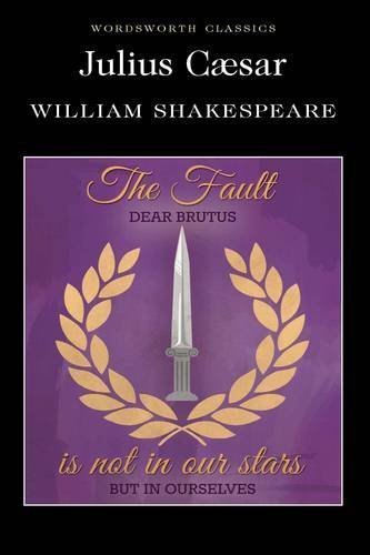 Book cover for Julius Caesar by William Shakespeare featuring a dagger and laurel wreath.